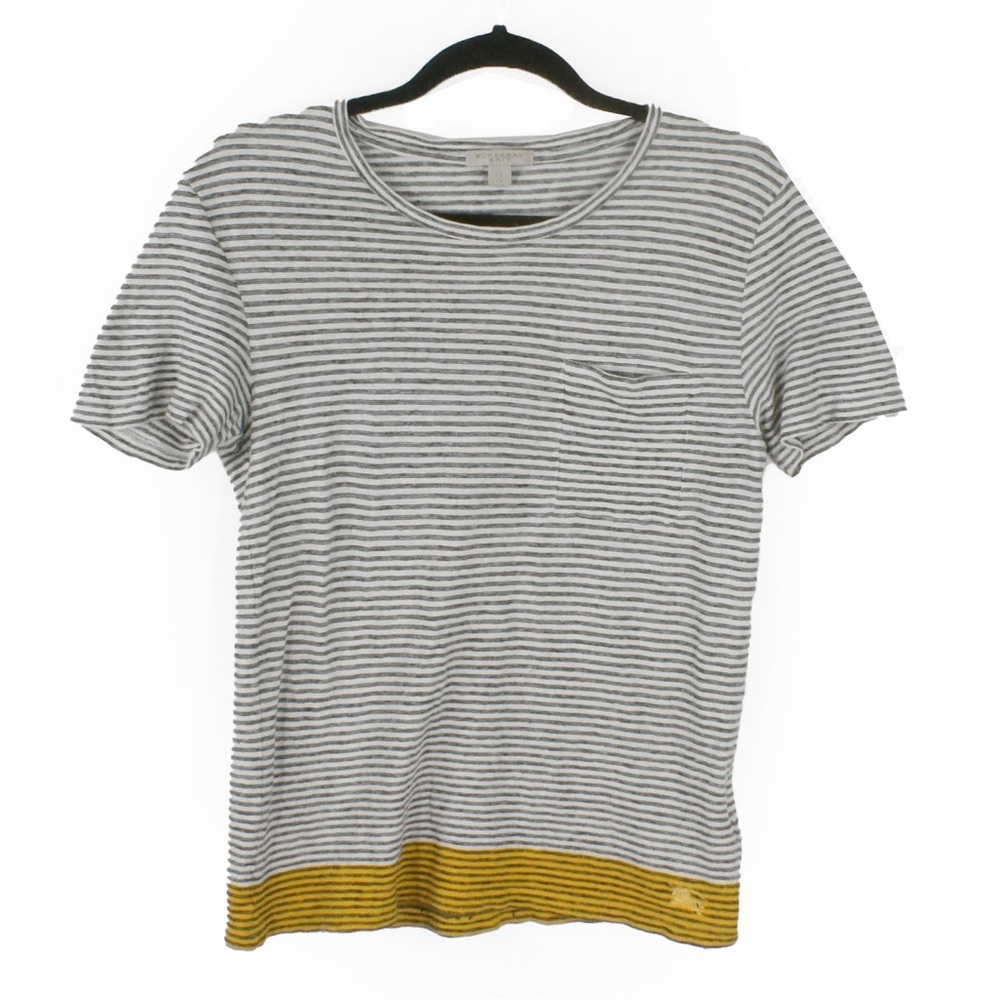 Burberry Striped Black White Linen Cotten Blend Shirt Top